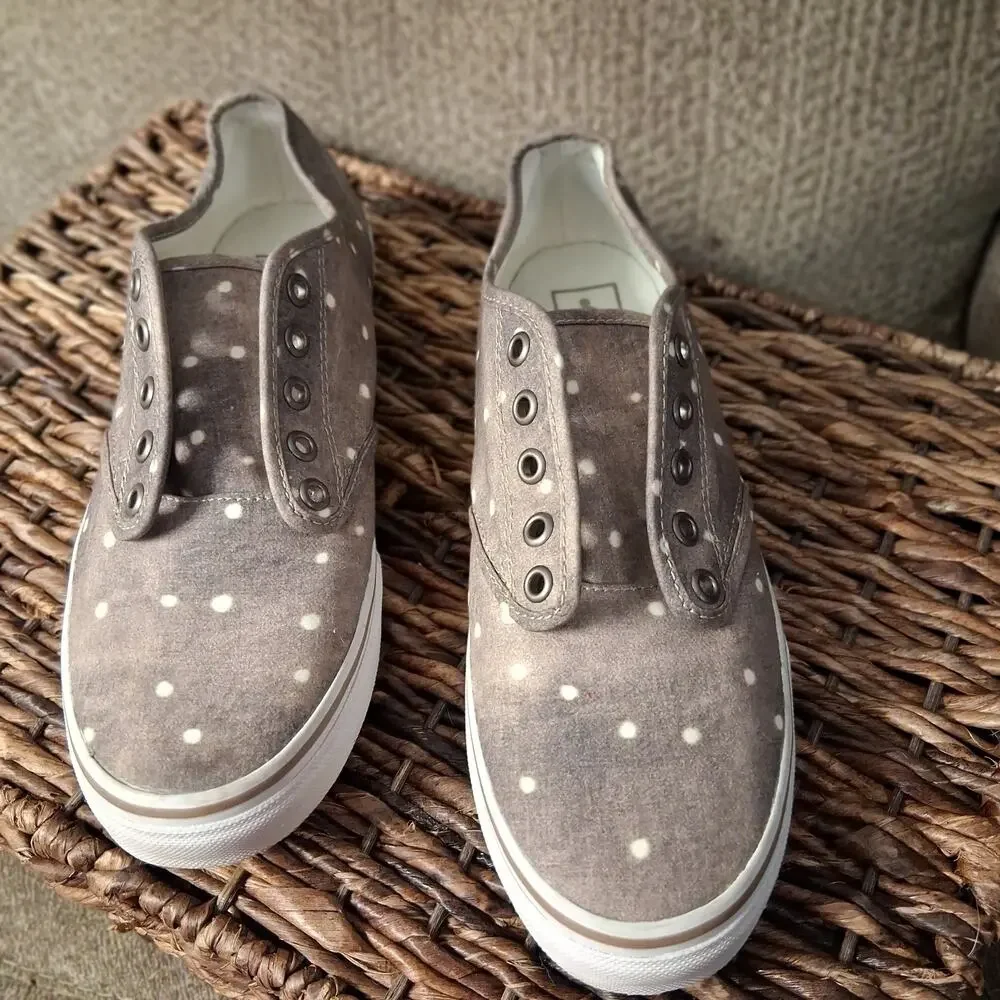Vans Women's Size 9 Canvas Tan Polk-a-dot Sneakers